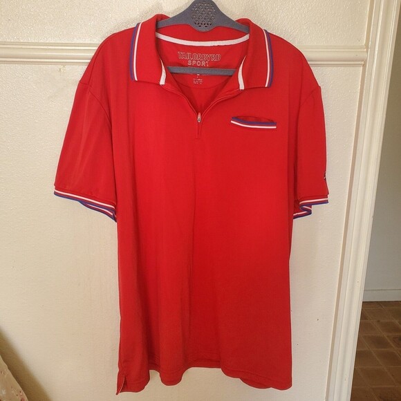 TailorByrd Golf Polo Shirt XXL Quarter Zip Flamingo Logo Sleeve Polyester - Picture 1 of 12